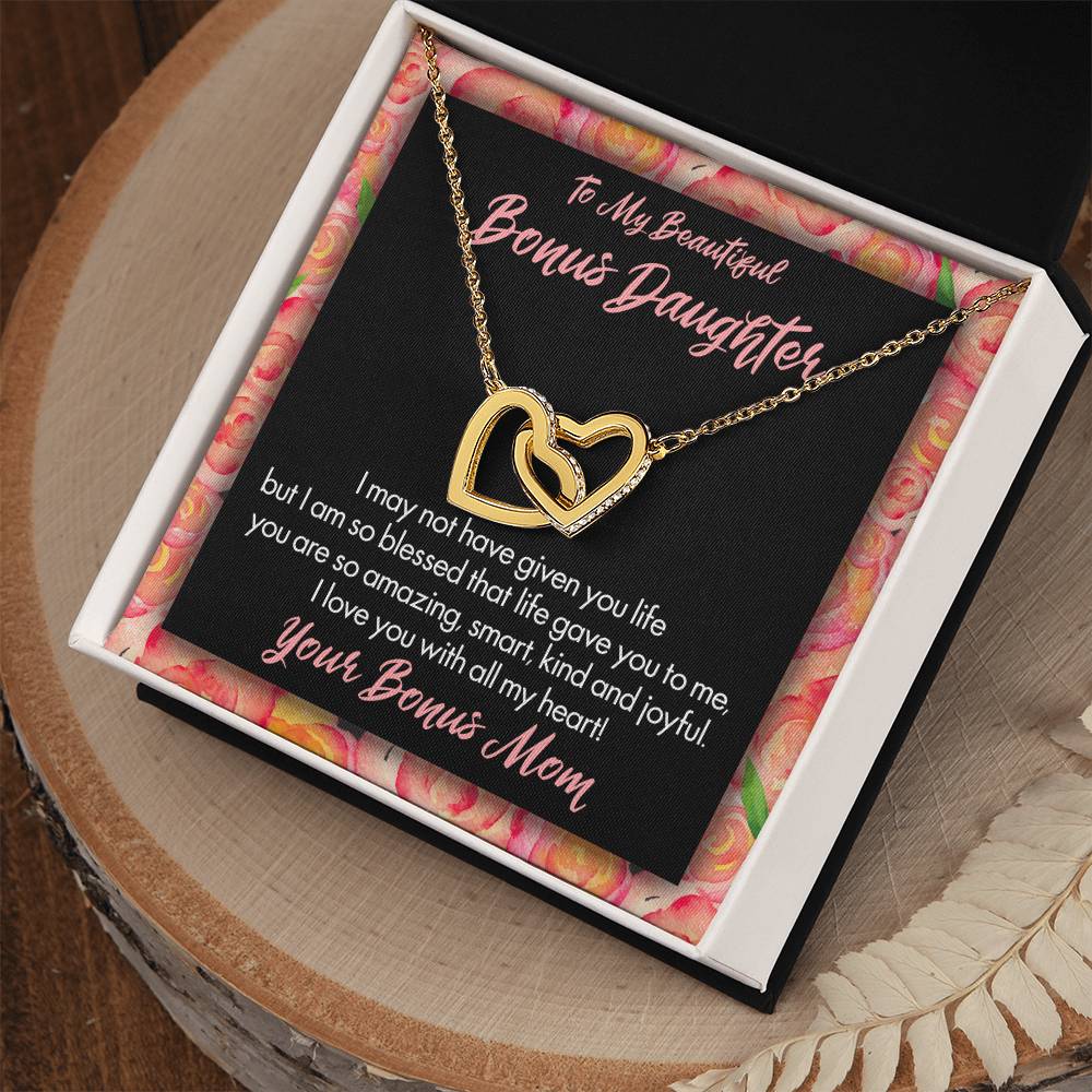 My Beautiful Bonus Daughter Interlocking Hearts Necklace