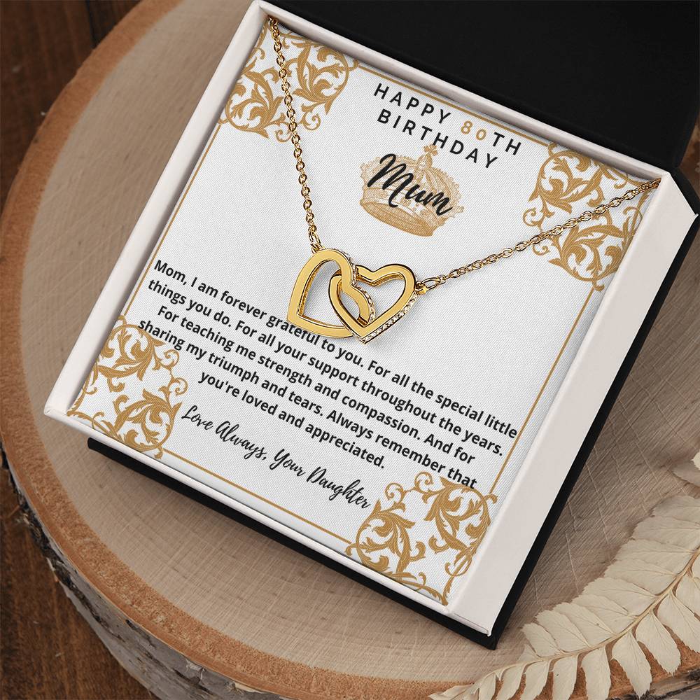 80Th Birthday Mum From Daughter Interlocking Hearts Necklace