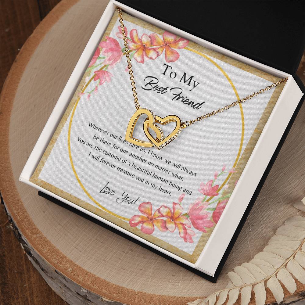 To My Best Friend Interlocking Hearts Necklace