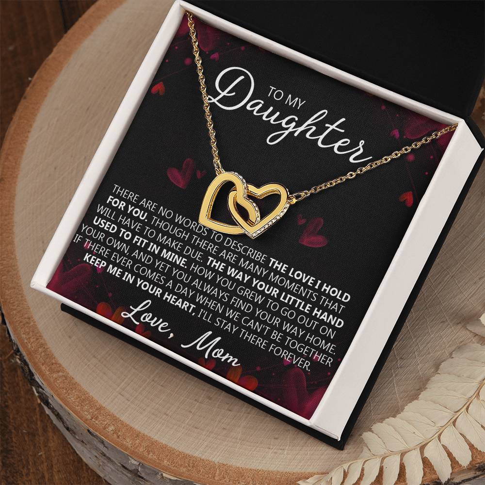 To My Daughter - You Are My Heart - Unique Heart Bonding Necklace Gift Set Interlocking Hearts Necklace