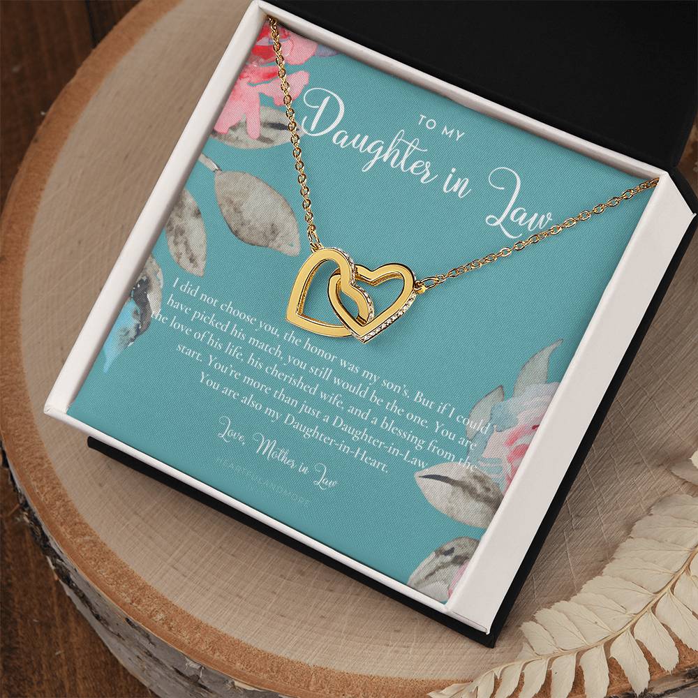 Daughter-In-Law Gift Necklace Wedding Gift Jewelry From Mother-In Law Gift For Bride Daughter-In-Heart Interlocking Hearts Necklace