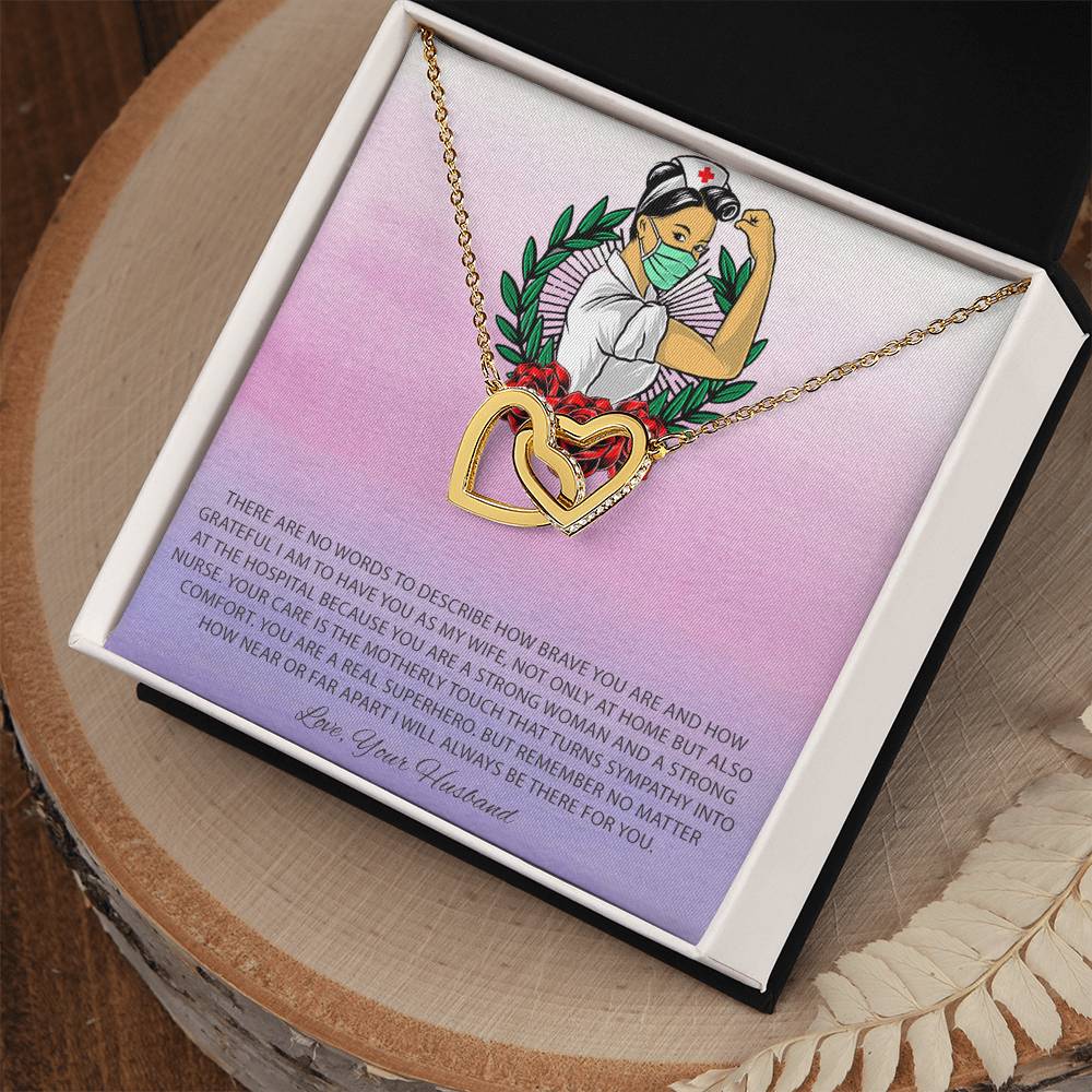 To My Beautiful Nurse Interlocking Hearts Necklace