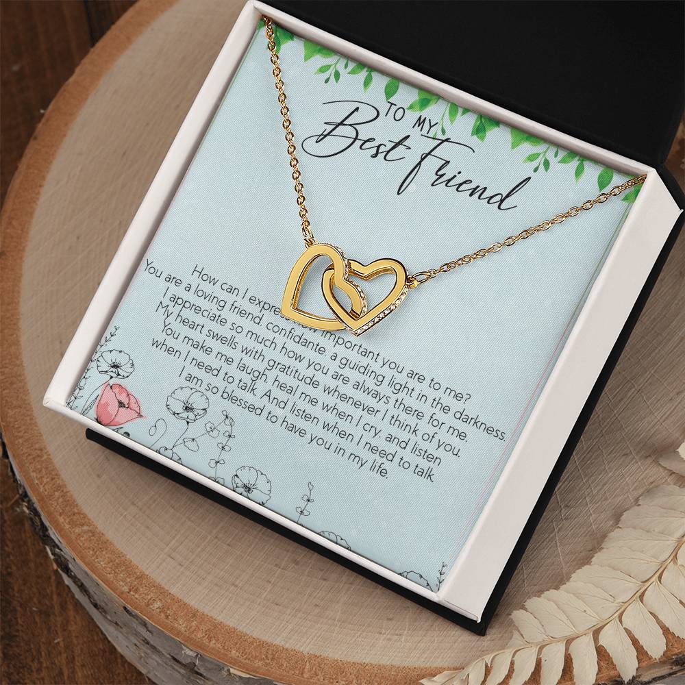 To My Best Friend Interlocking Hearts Necklace Message Card