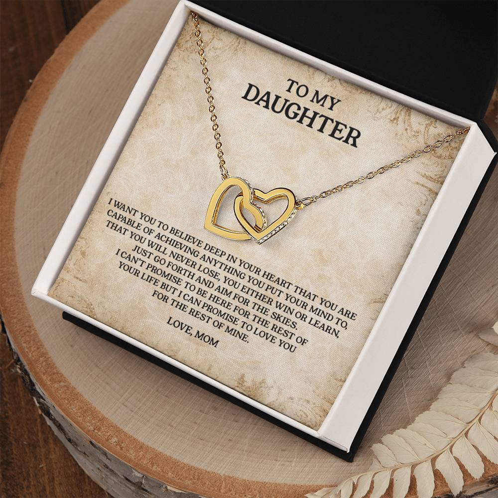 To My Daughter - Love Mom Interlocking Hearts Necklace