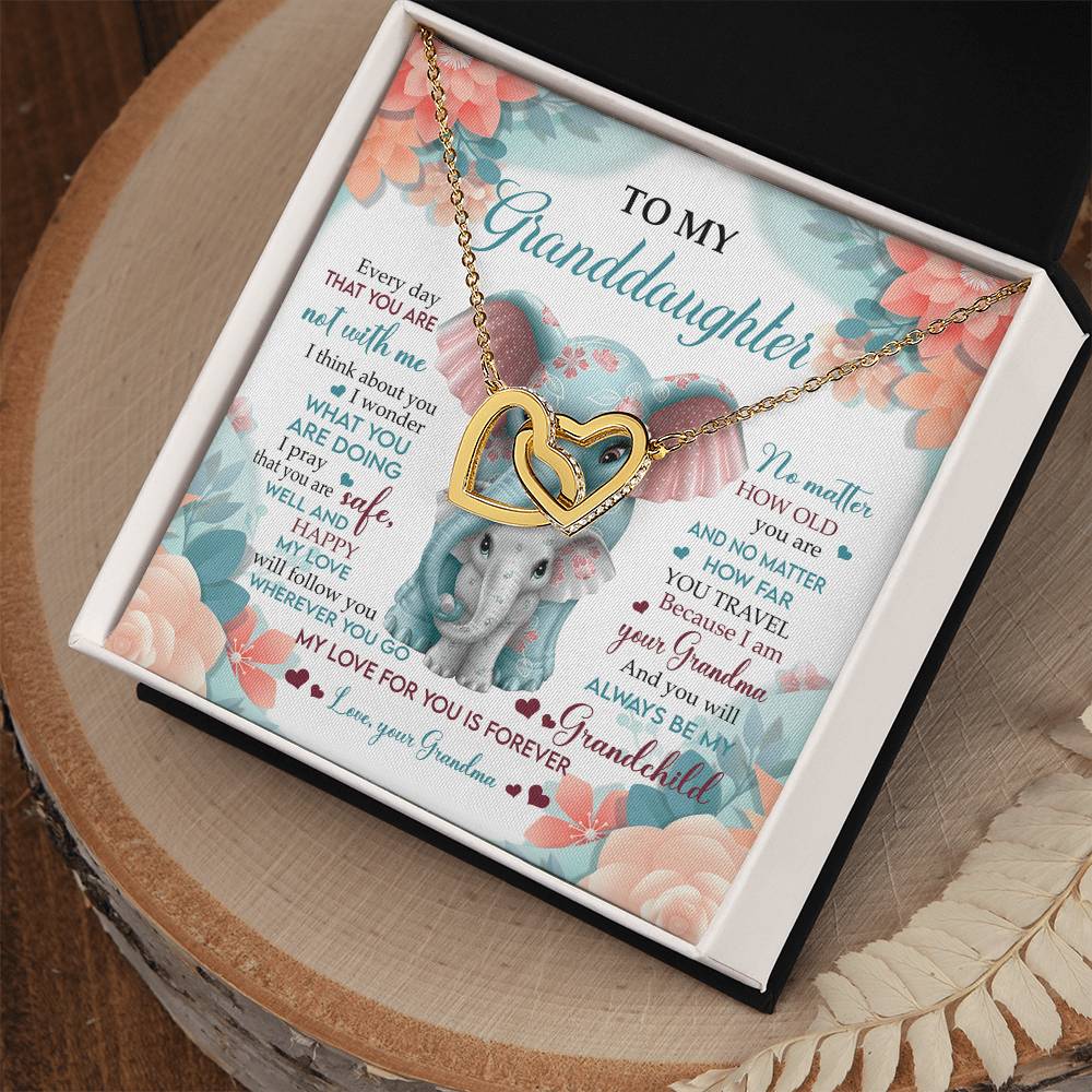 To My Granddaughter Interlocking Hearts Necklace