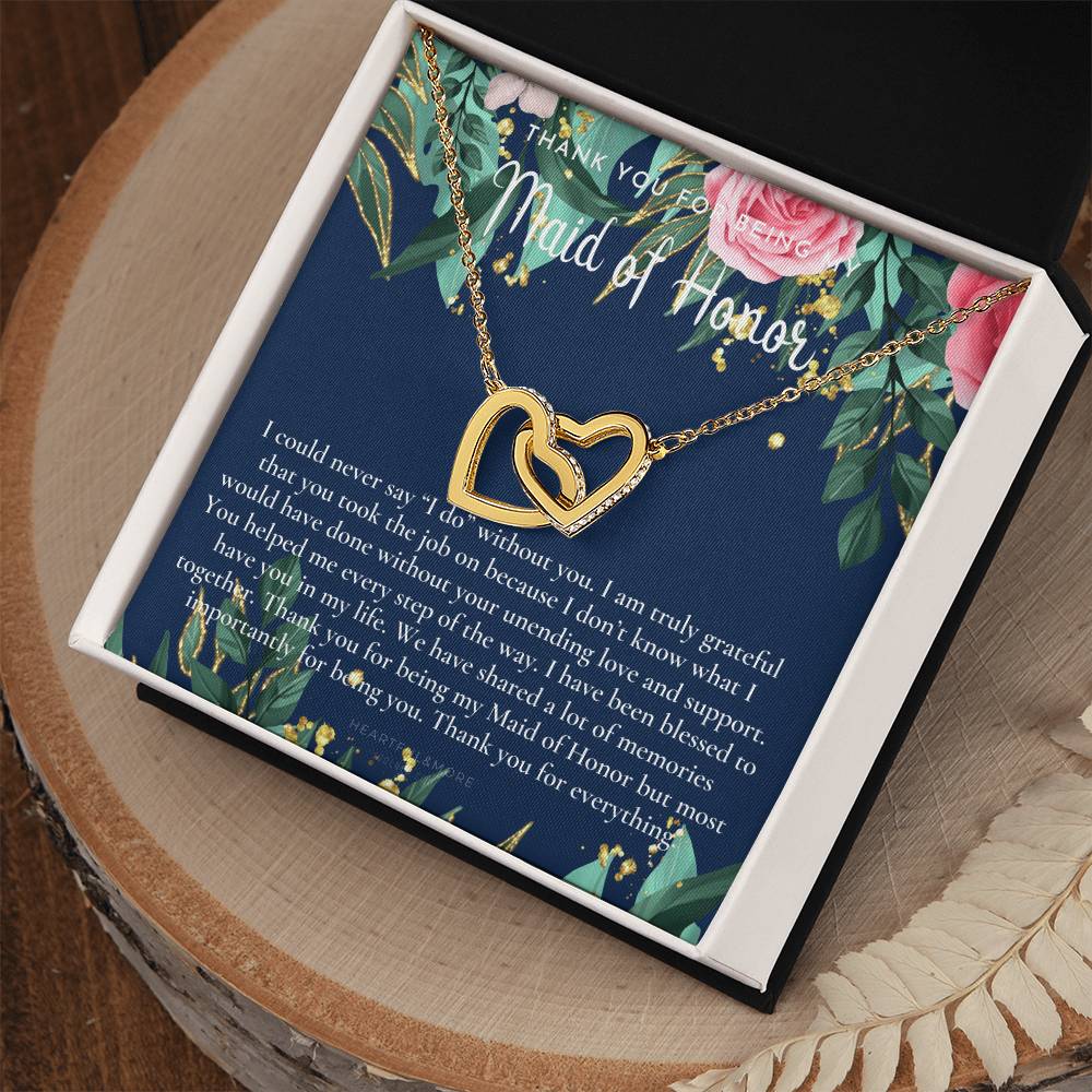 Maid Of Honor Thank You Gift From Bride Bridesmaid Gift Maid Of Honor Gift Necklace Matron Of Honor Gift Thank You Gift From Bride Interlocking Hearts Necklace