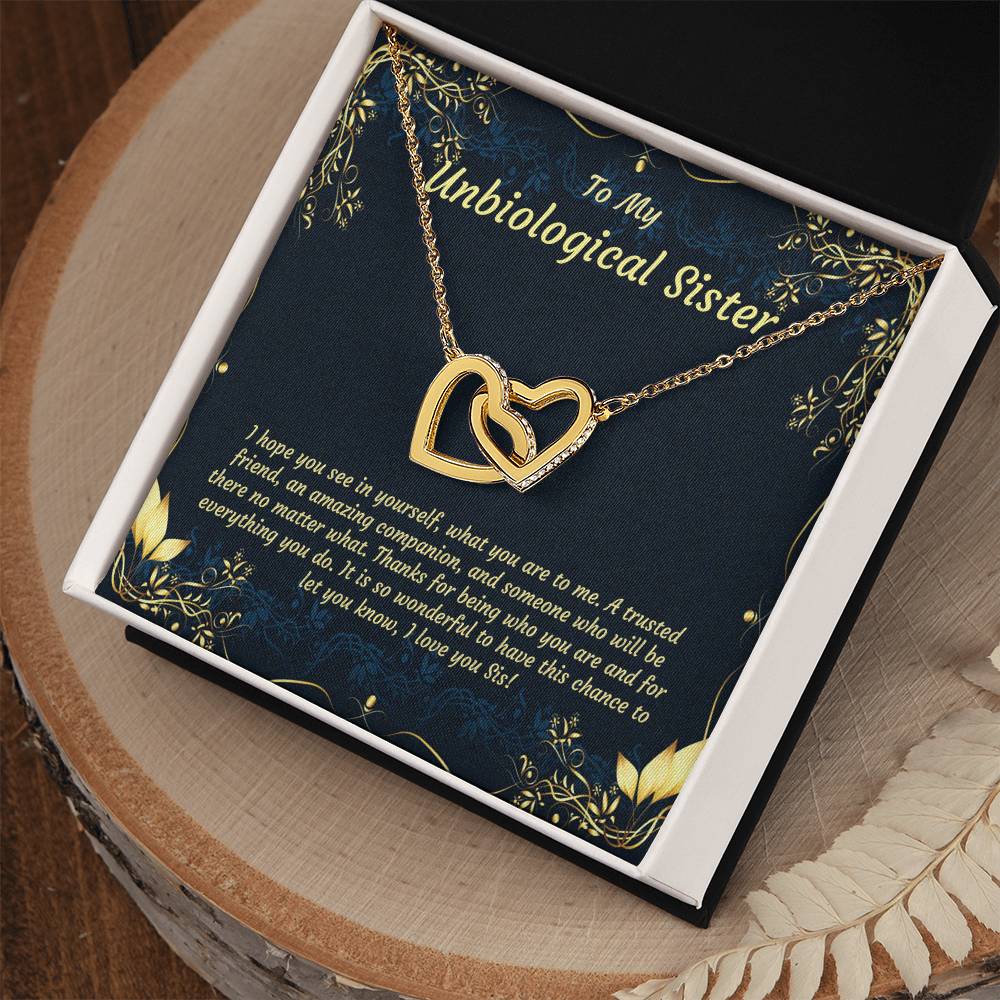 Unbiological Sister Necklace Soul Sister Big Little Sorority Sister In Law Necklace Step Sister Gift Tribe Necklace Best Friend Gift Bff Gift Interlocking Hearts Necklace