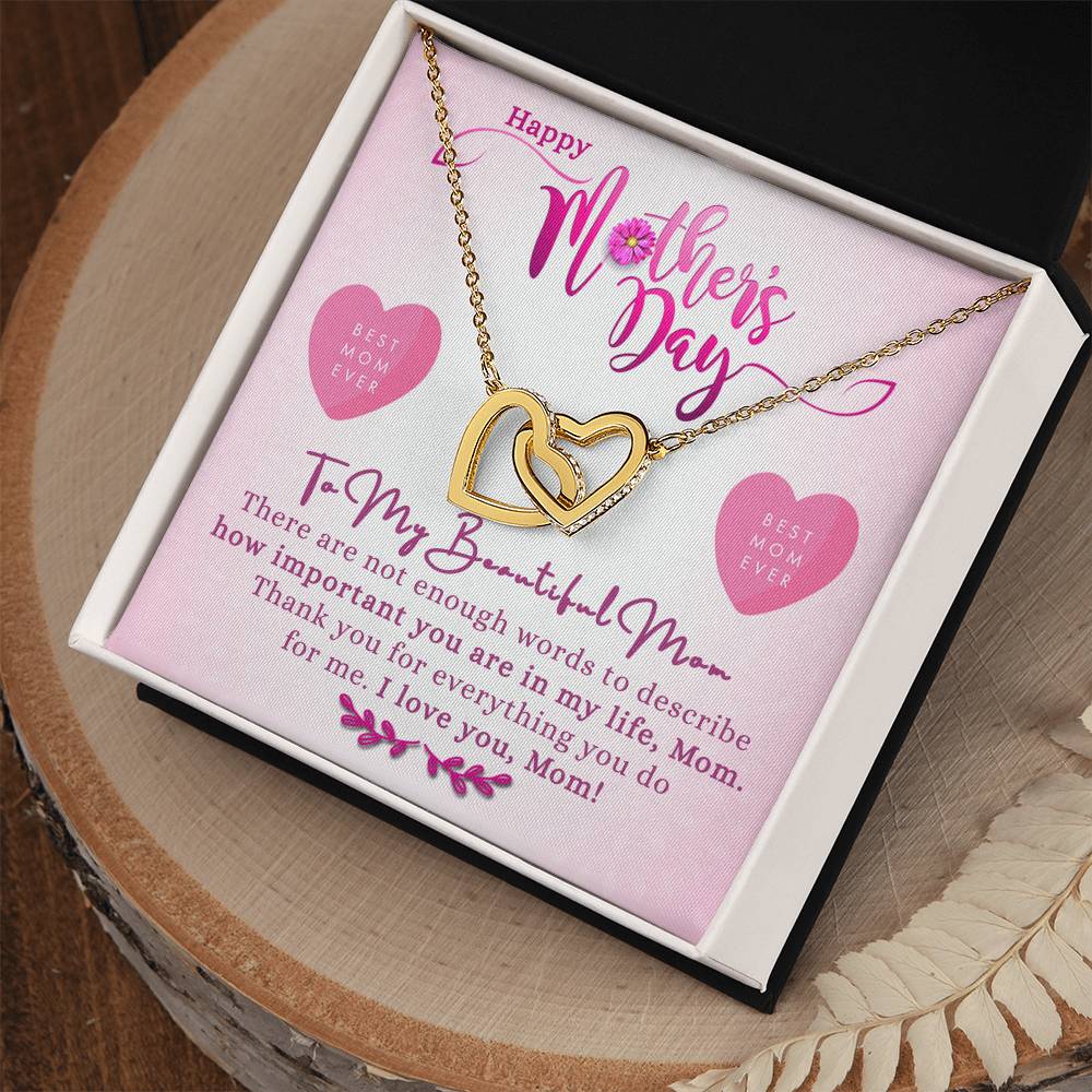 Mothers Day Double Heart Necklace Gift Interlocking Hearts Necklace