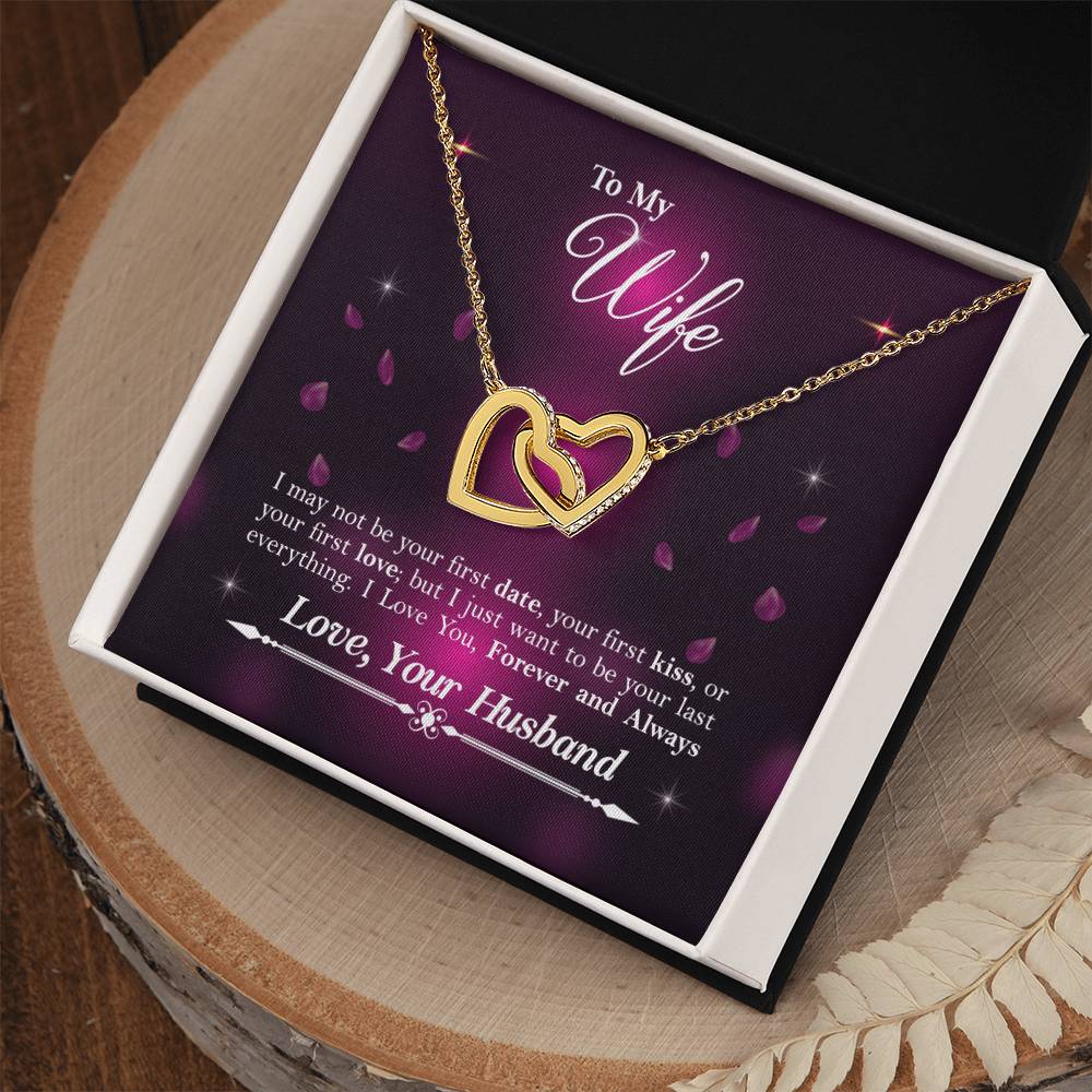 To My Wife Interlocking Hearts Necklace - Gift For Wife