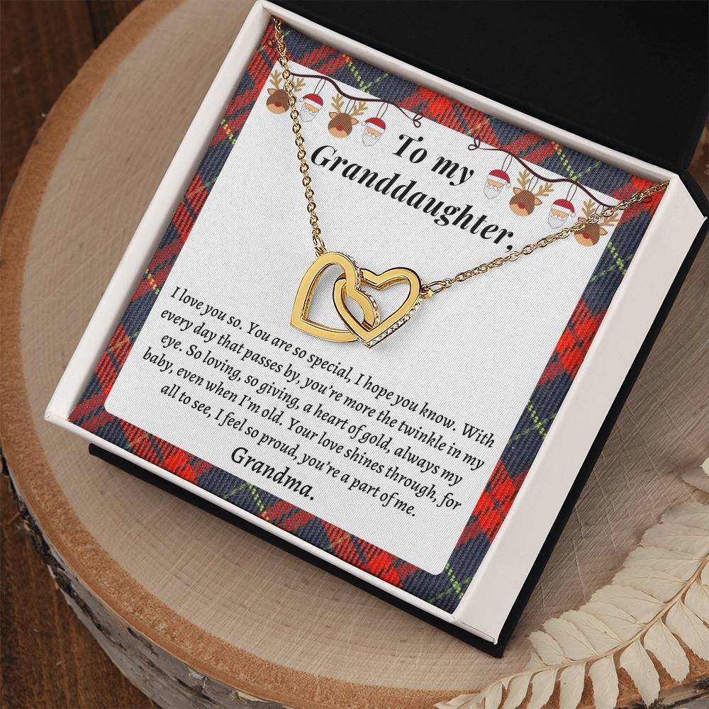 Christmast Gift To Granddaughter - Your Love Shines Through For All To See I Feel So Proud You’Re A Part Of Me. Interlocking Hearts Necklace