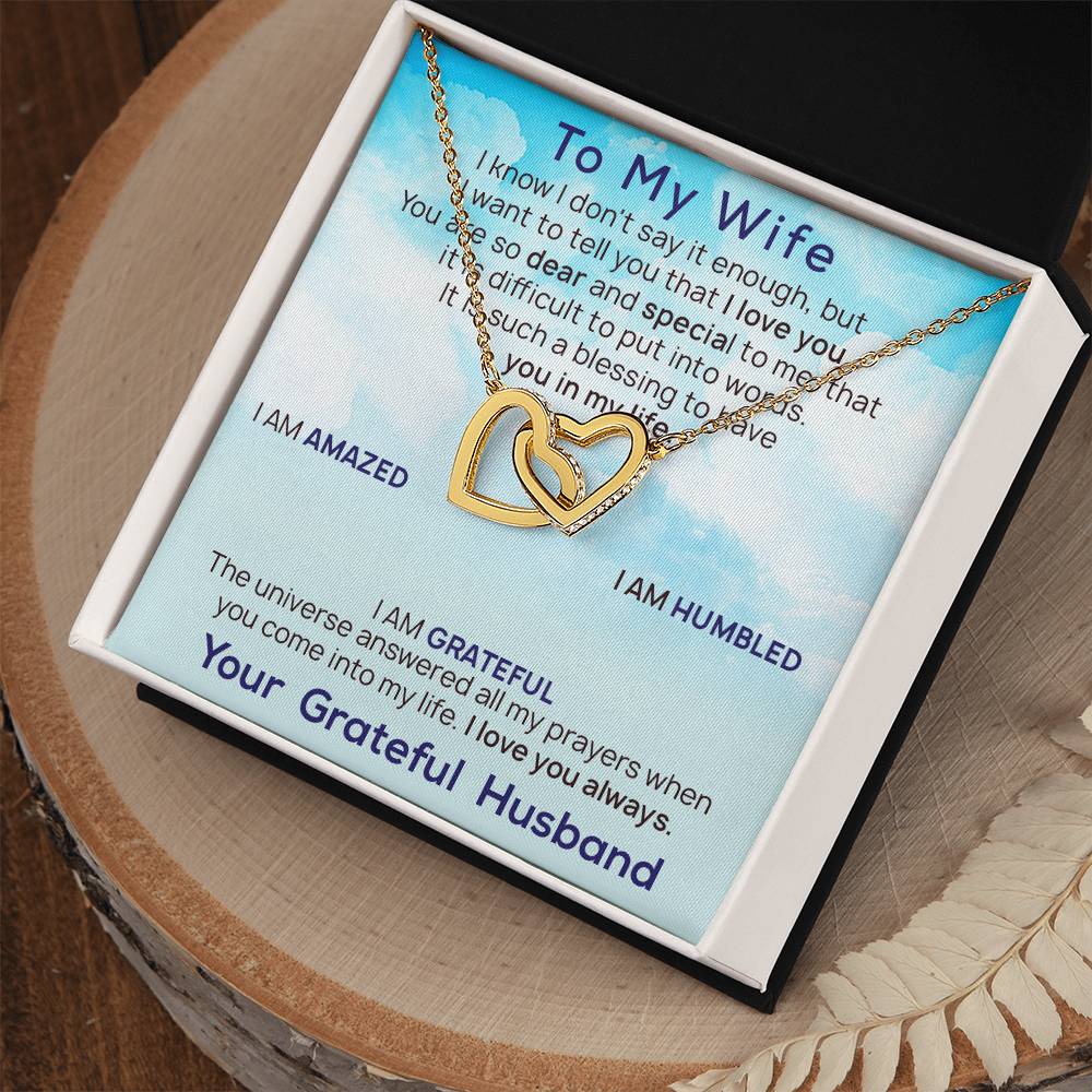 To My Wife Necklace Birthday Gift For Wife Valentine Gift For Wife Anniversary Gifts Necklace For Wife Appreciation Gift For Wife Interlocking Hearts Necklace