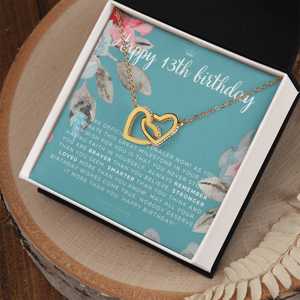 Gift For 13 Year Old Girl Gifts 13Th Birthday Girl 13Th Birthday Gift Thirteenth Birthday Necklace Teen Birthday Gift Official Teenager Interlocking Hearts Necklace