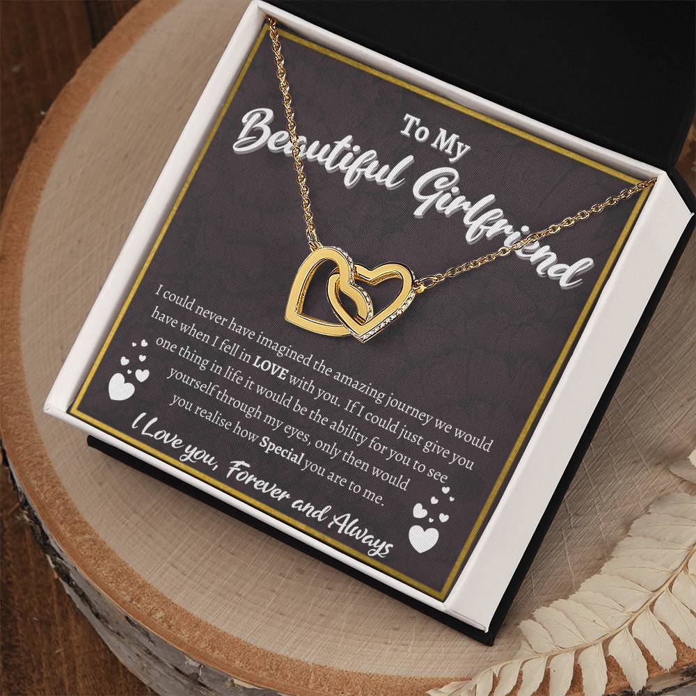 To My Beautiful Girlfriend Interlocked Love Necklace Interlocking Hearts Necklace