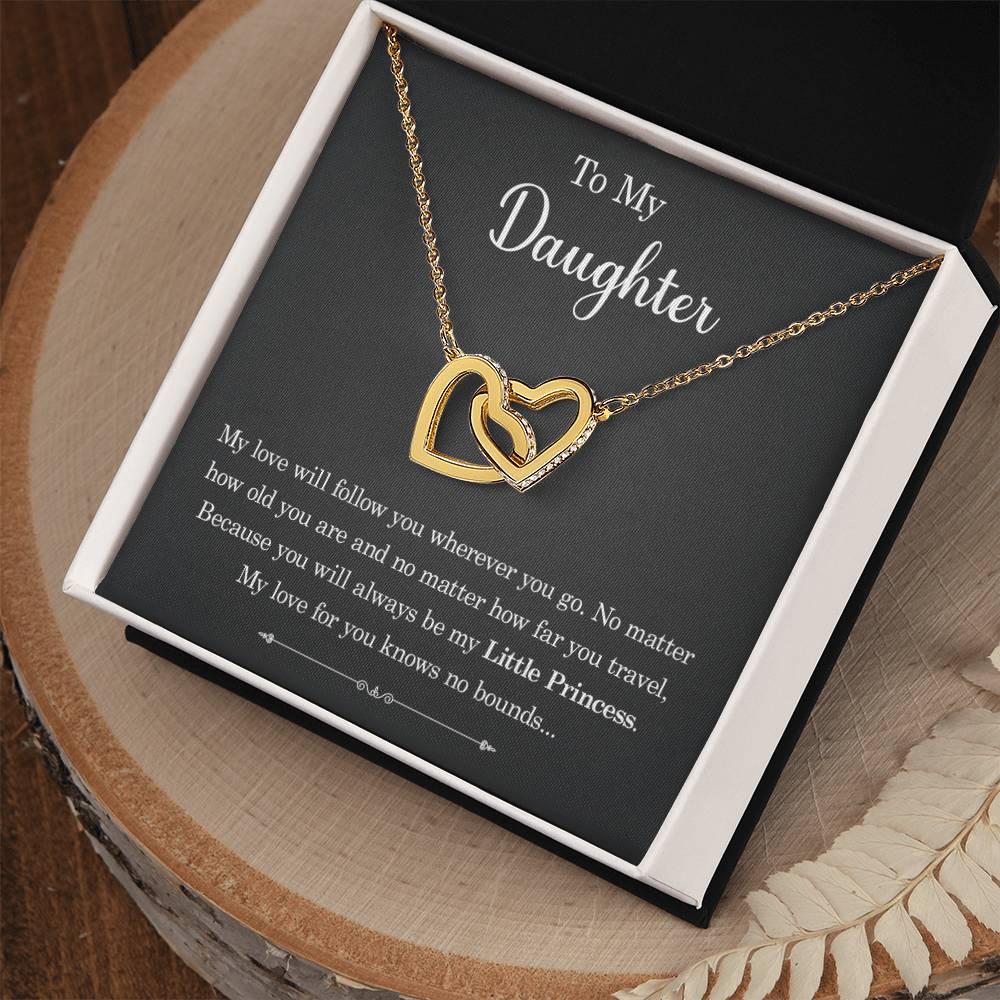To My Daughter - My Love Will Follow You Wherever You Go - Interlocking Heart Necklace Interlocking Hearts Necklace