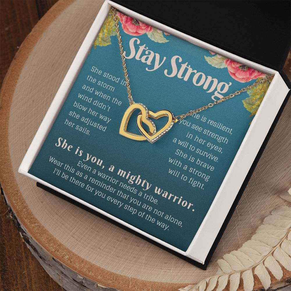 Stay Strong Recovery Gift Necklace Interlocking Hearts Necklace