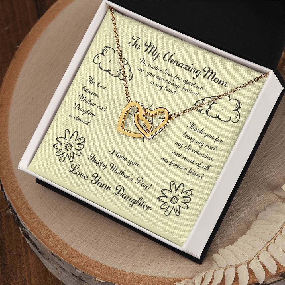 To My Amazing Mom Interlocking Hearts Necklace