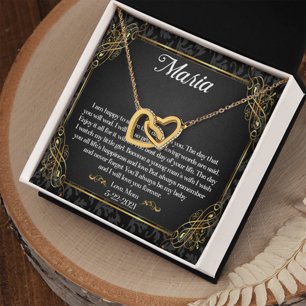 To My Daughter On Her Wedding Day Necklace Daughter Wedding Gift Wedding Gift For Daughter Daughter Interlocking Heart Necklace Wediing Interlocking Hearts Necklace