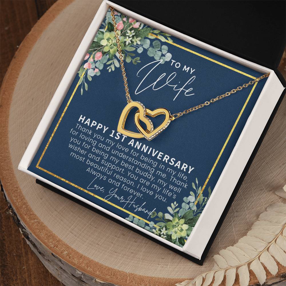 One Year Anniversary Gifts First Anniversary Gift For Her 1St Wedding Anniversary Gift For Wife First Year Anniversary Interlocking Hearts Necklace