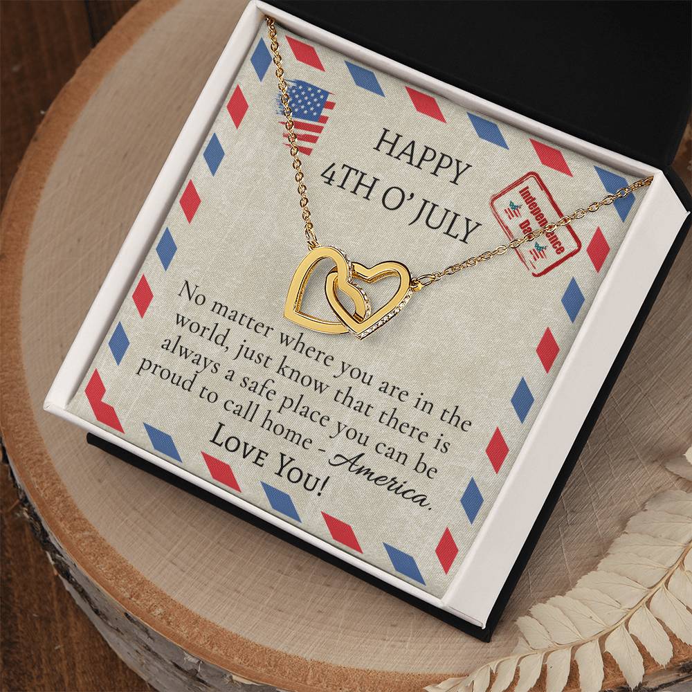 Fourth Of July Necklace Interlocking Hearts Necklace