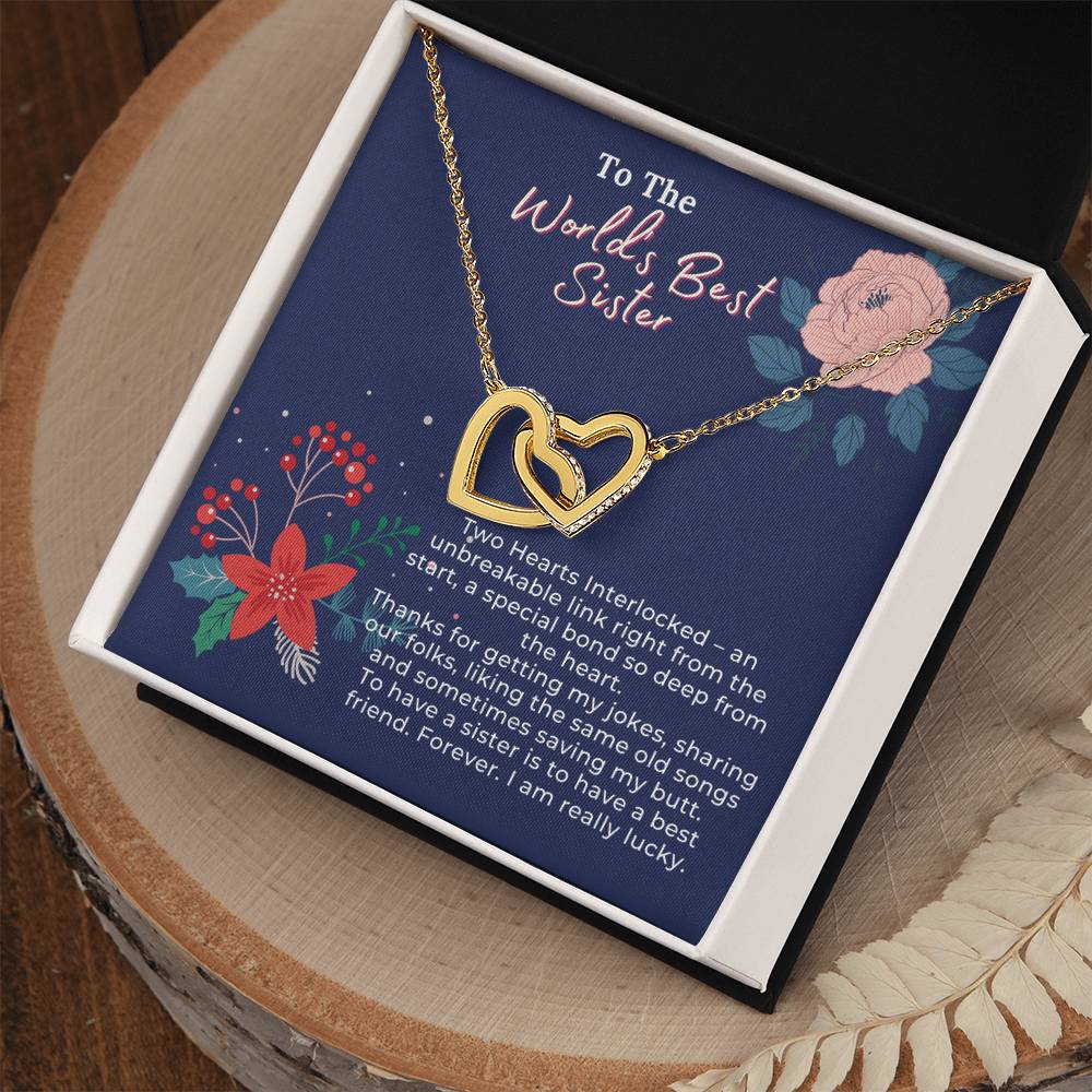 To Have A Sister Is To Have A Forever Best Friend Interlocking Hearts Necklace
