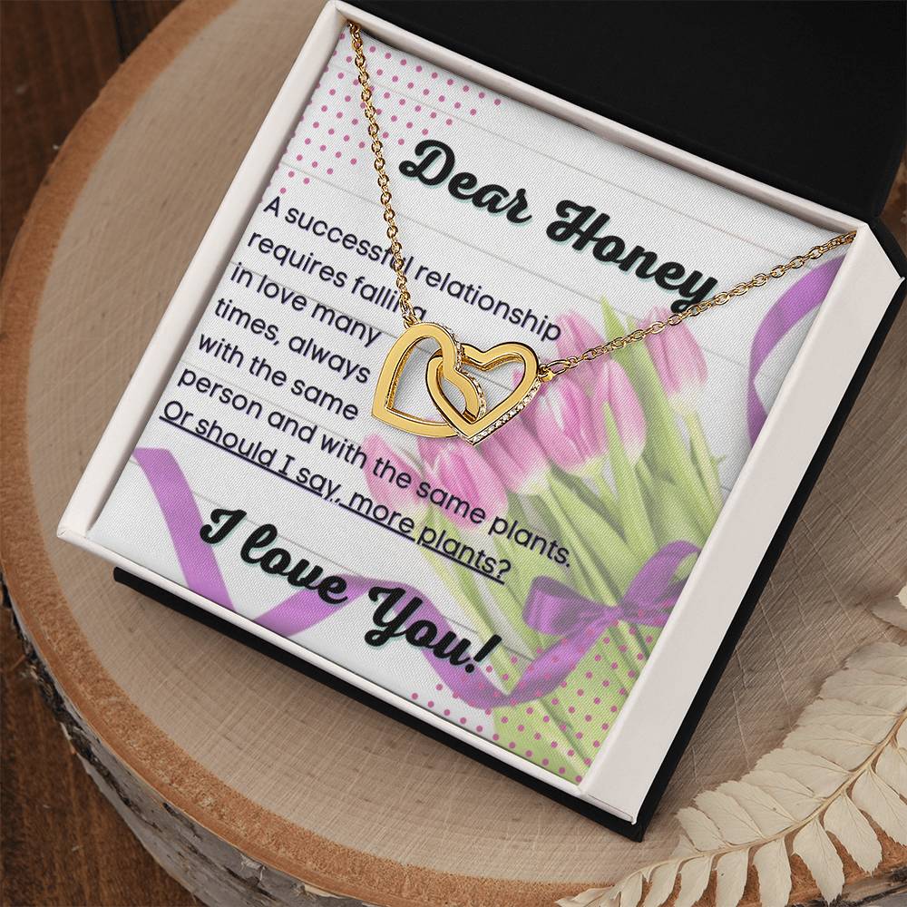 Anniversary Gift For Wife Forever Partner Household Plant Lover Interlocking Hearts Necklace