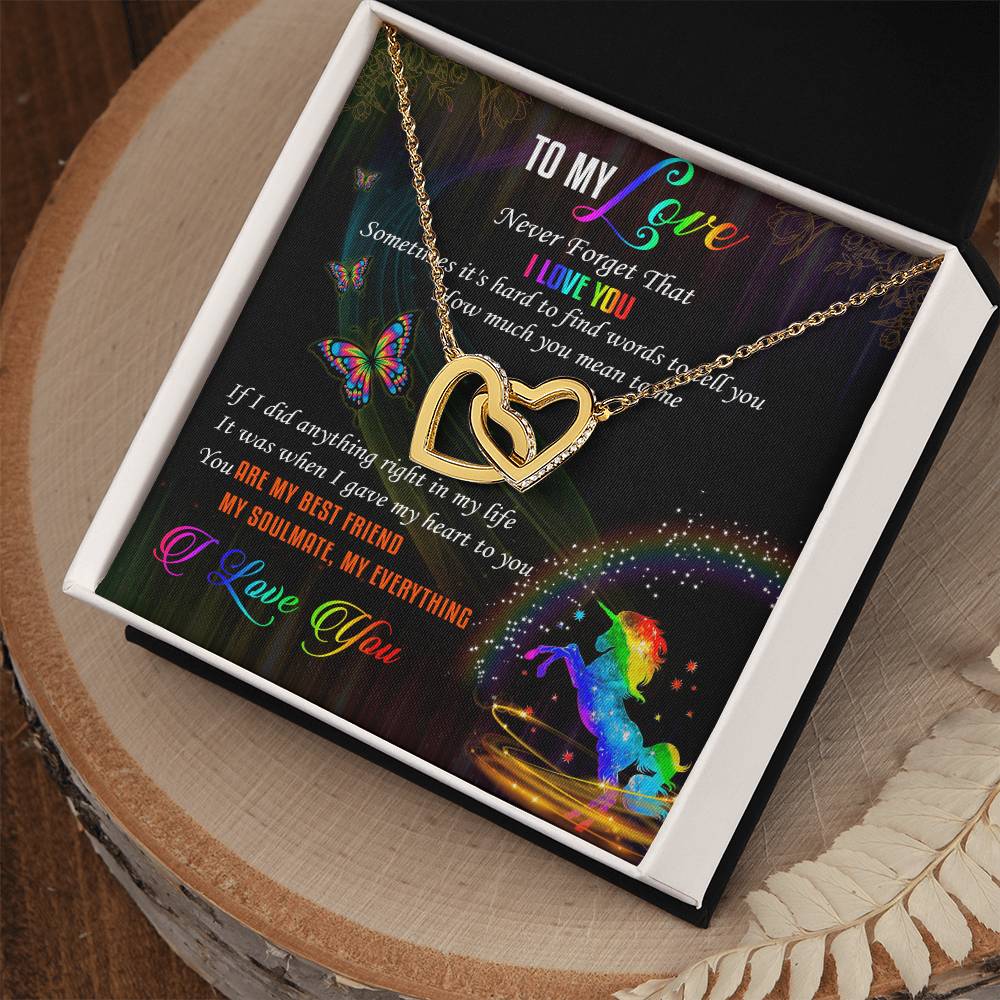 To My Love Lgbt Interlocking Hearts Necklace Message Card