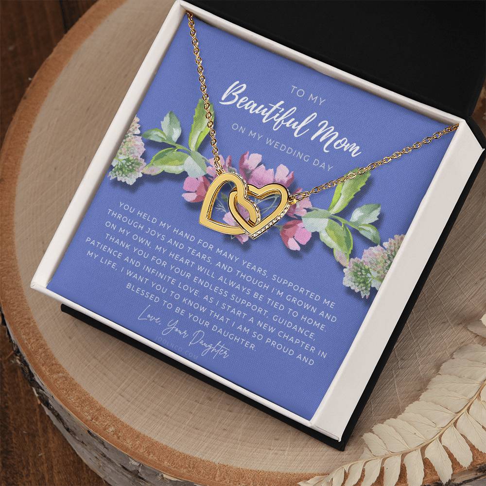 Mother Of The Bride Necklace Jewelry Gift From Bride To Mom Gift From Daughter On Wedding Day Gift For Mother On Wedding Day Interlocking Hearts Necklace