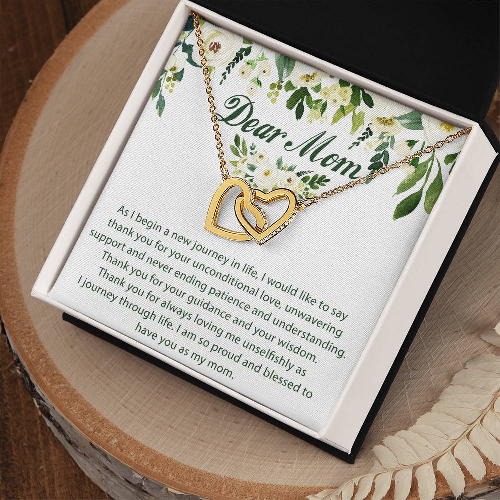 Dear Mom Interlocking Hearts Necklace Message Card