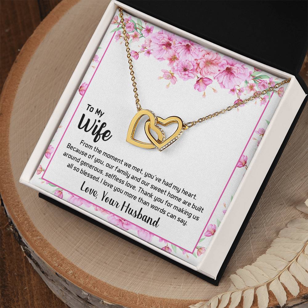Interlocking Hearts Necklace To My Wife From The Moment We Met