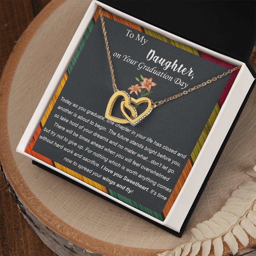To My Daughter On Your Graduation Day Heart Lock Necklace From Parent Interlocking Hearts Necklace
