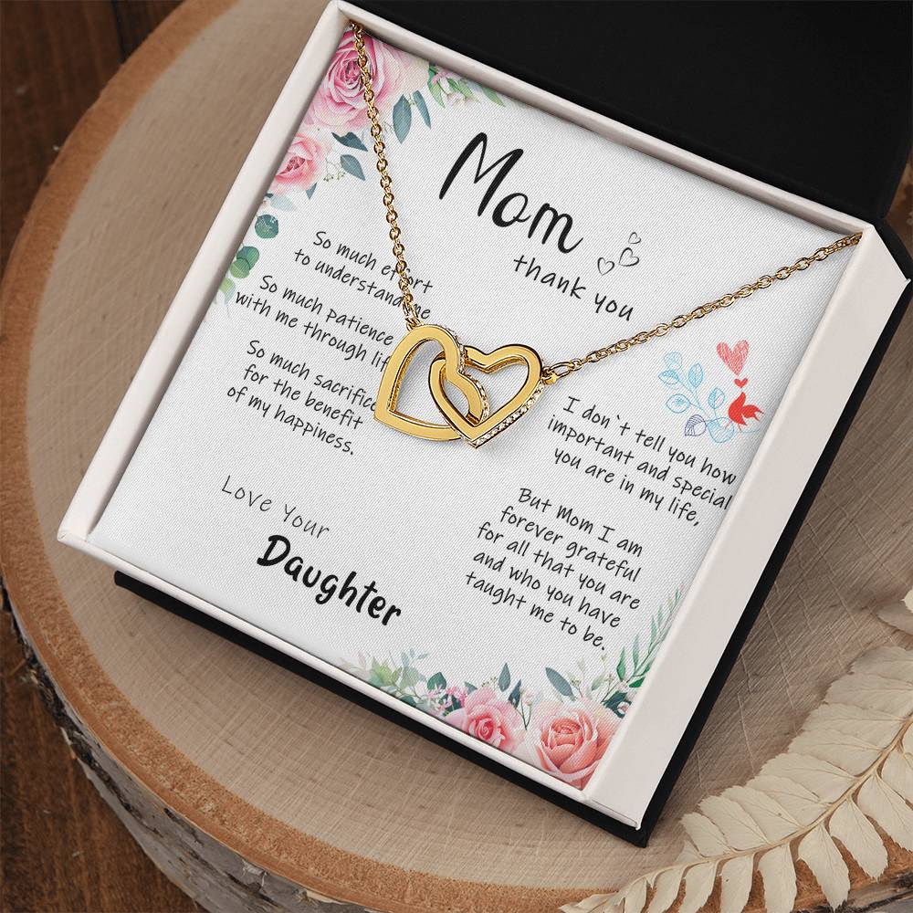 Mom Thank You So Much. Interlocking Hearts Necklace