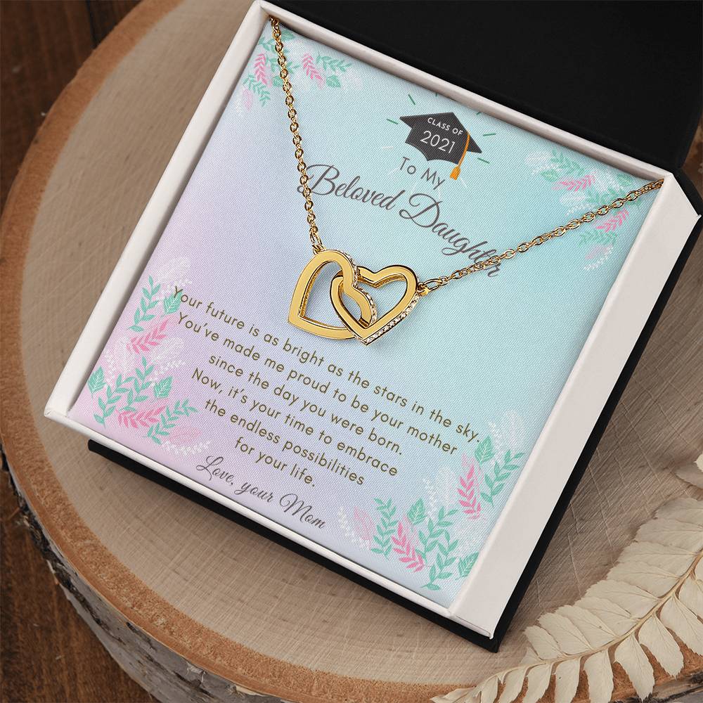 Two Hearts To My Beloved Daughter Necklace Interlocking Hearts Necklace