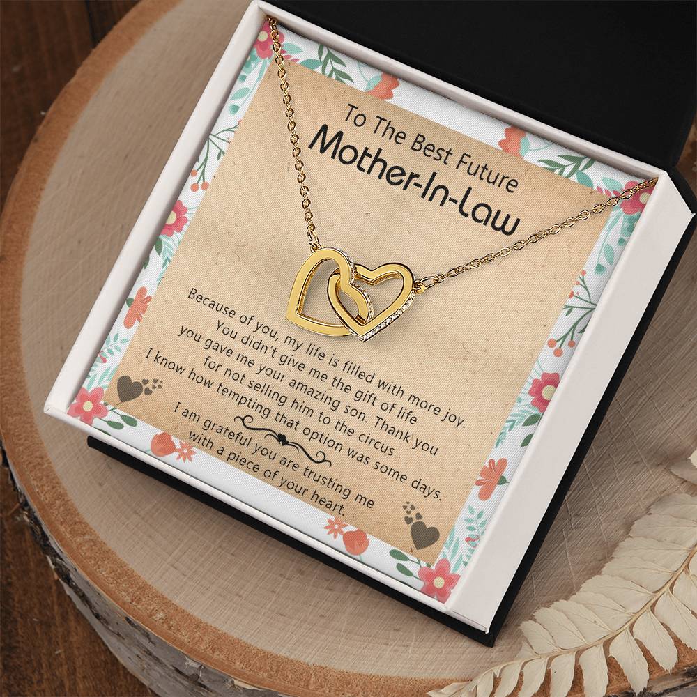 Gift For Future Mother-In-Law - My Life Is Filled With More Joy New - Interlocking Interlocking Hearts Necklace