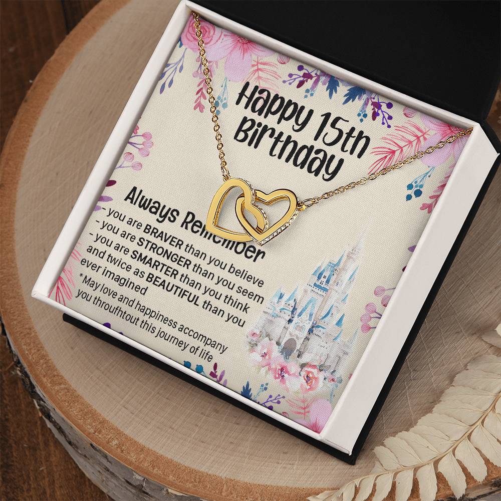 Happy 15Th Birthday Gift For Daughter Gift For 15 Years Old Birthday Teen Girl Daughter Necklace Gift Interlocking Hearts Necklace
