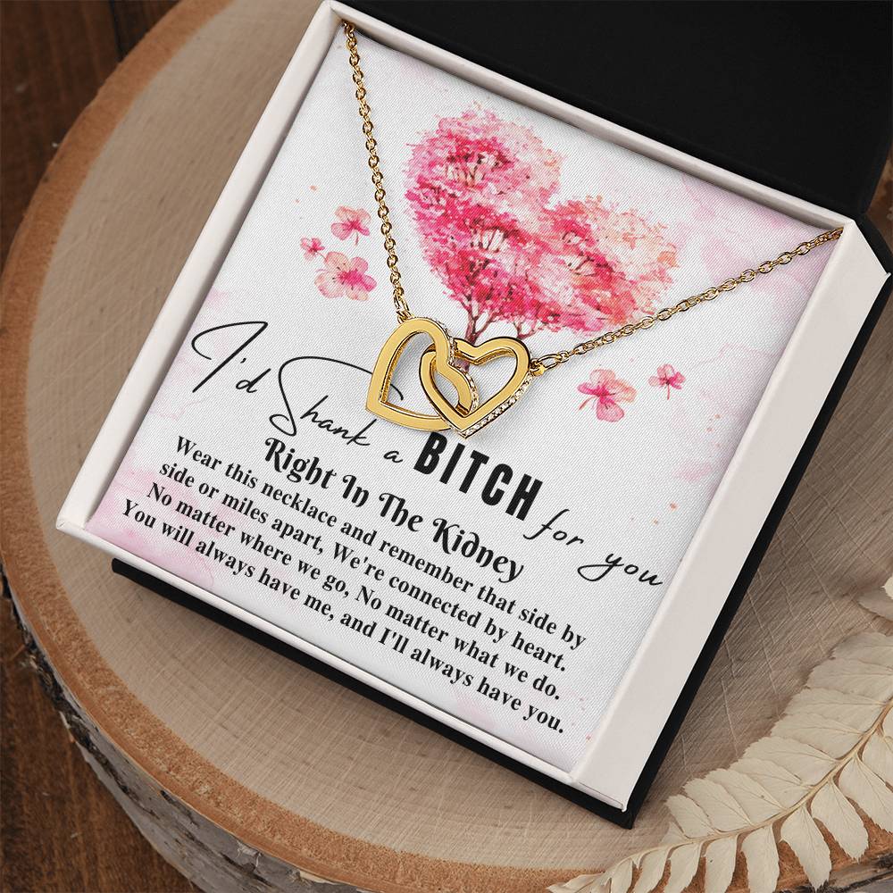 Funny Gift For Best Friend Woman I'D Shank A Bitch For You Right In The Kidney Birthday Gift For Her Necklace Gift For Sister Two Hearts Interlocking Hearts Necklace