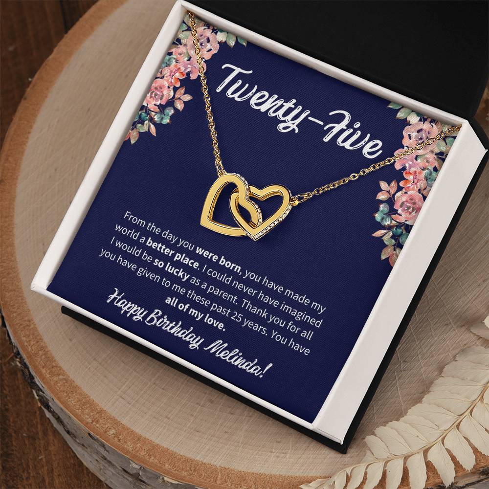 Twenty-Five Birthday All Of My Love Interlocked Hearts Necklace Interlocking Hearts Necklace
