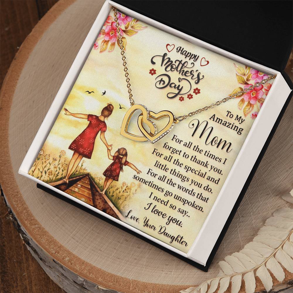 Happy Mother'S Day 2021 - Mother'S Day Gift 2021 - Necklace Gift From Mom Interlocking Hearts Necklace