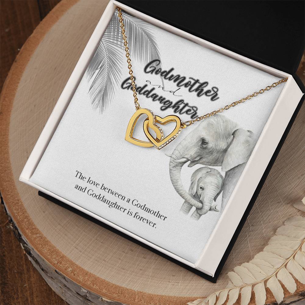 Godmother Goddaughter Gift Necklace Emotional Message Card Cute Elephant Interlocking Hearts Necklace