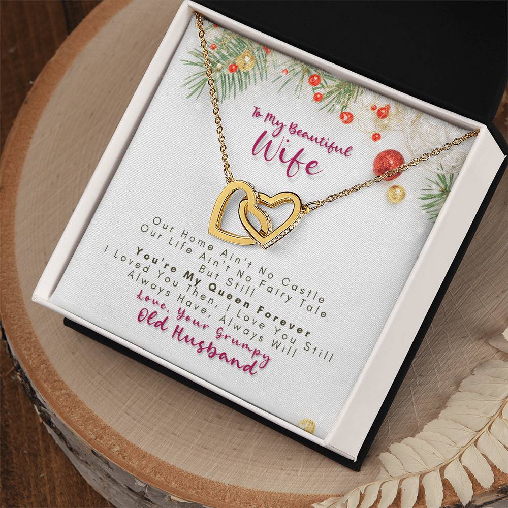 To My Wife - You'Re My Queen Forever - Necklace Interlocking Hearts Necklace