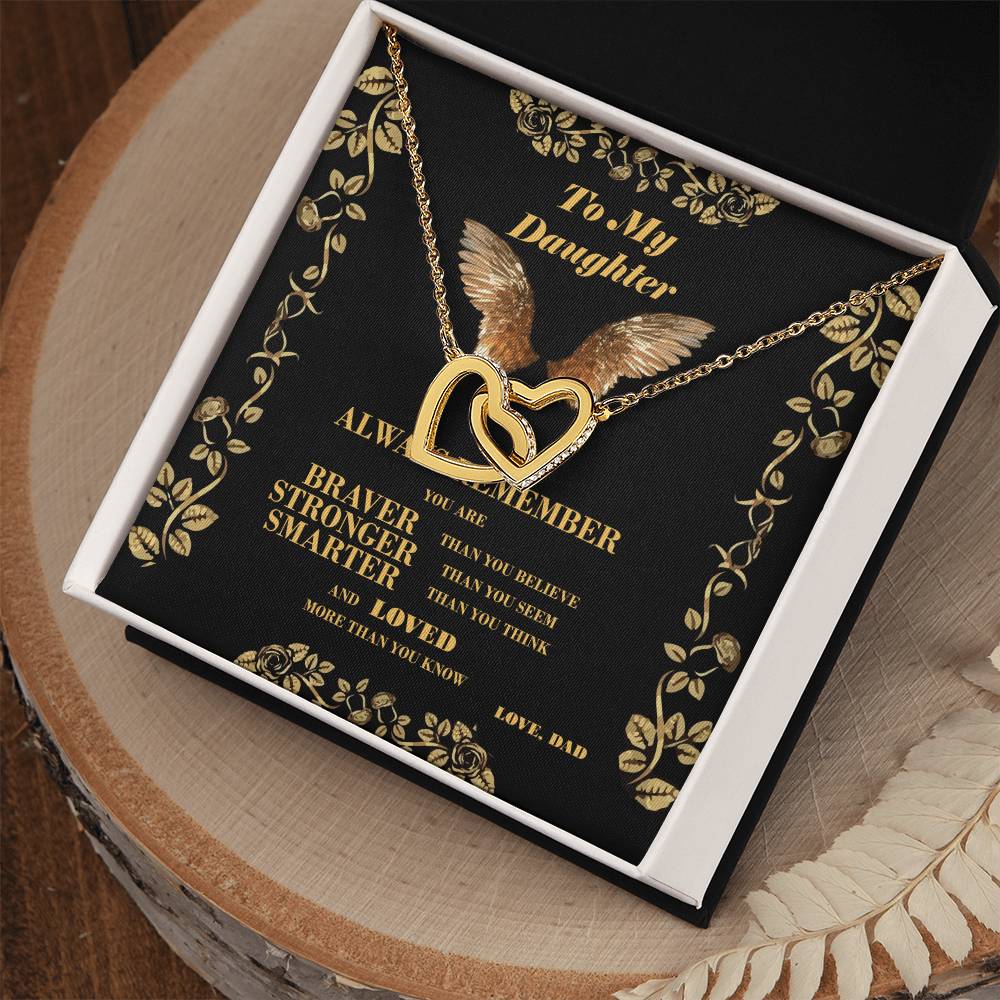 To My Daughter - Two Hearts Interlocking Hearts Necklace