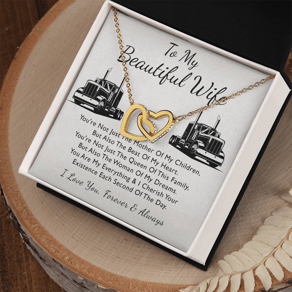 To My Beautiful Wife - Forever Heart Interlocking Hearts Necklace