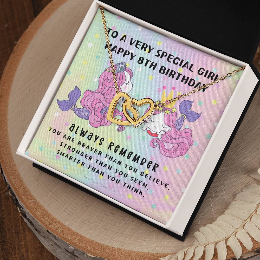 8Th Birthday Gift 8Th Birthday Necklace Gift Happy 8Th Birthday Gift Gift For 8 Year Birthday Girl Interlocking Hearts Necklace