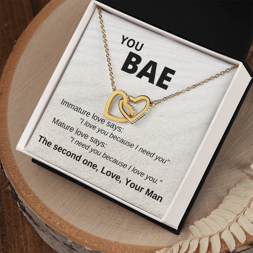 You Bae Linked Hearts Gift For Girlfriend Interlocking Hearts Necklace