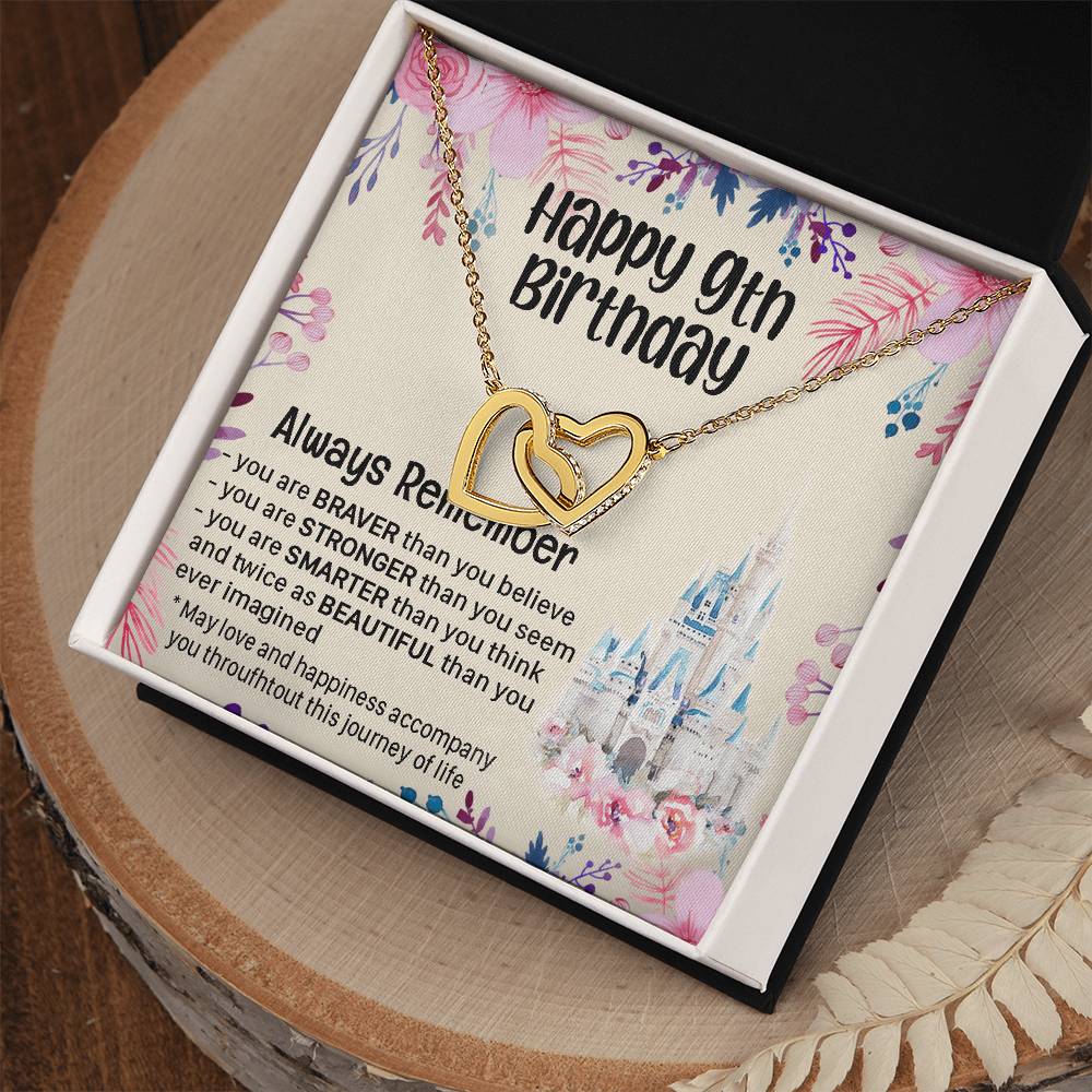 Happy 9Th Birthday Gift For Daughter Gift For 9 Years Old Birthday Teen Girl Daughter Necklace Gift Interlocking Hearts Necklace