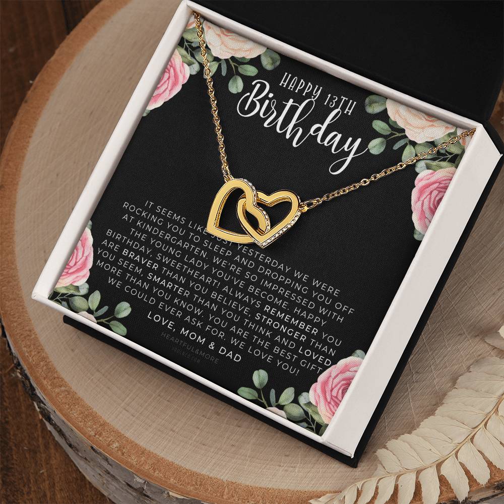 Gift For 13 Year Old Girl Gifts 13Th Birthday Girl 13Th Birthday Gift Thirteenth Birthday Necklace Teen Birthday Gift Official Teenager Interlocking Hearts Necklace