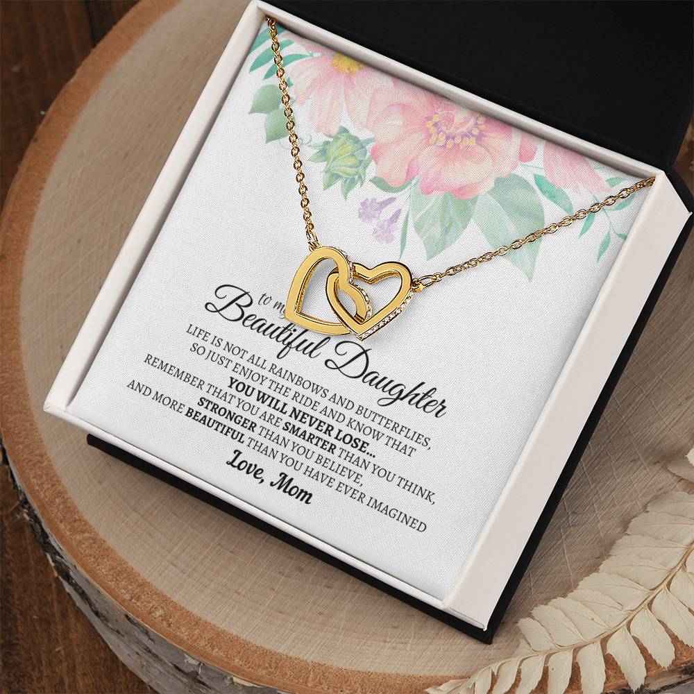 To My Beautiful Daughter - Luxurious Interlocking Hearts Cube - So91 Interlocking Hearts Necklace