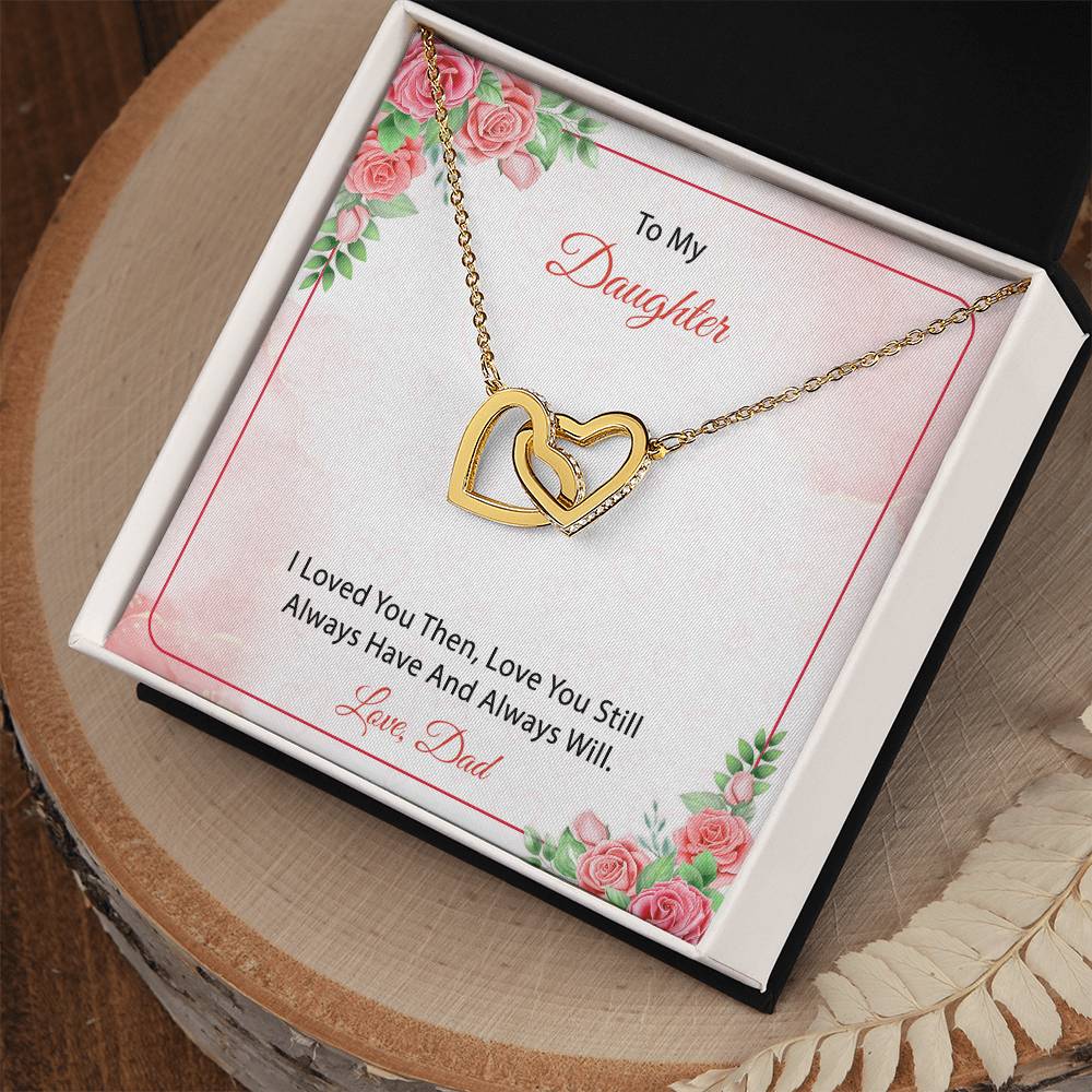 To My Daughter From Dad Interlocking Hearts Necklace