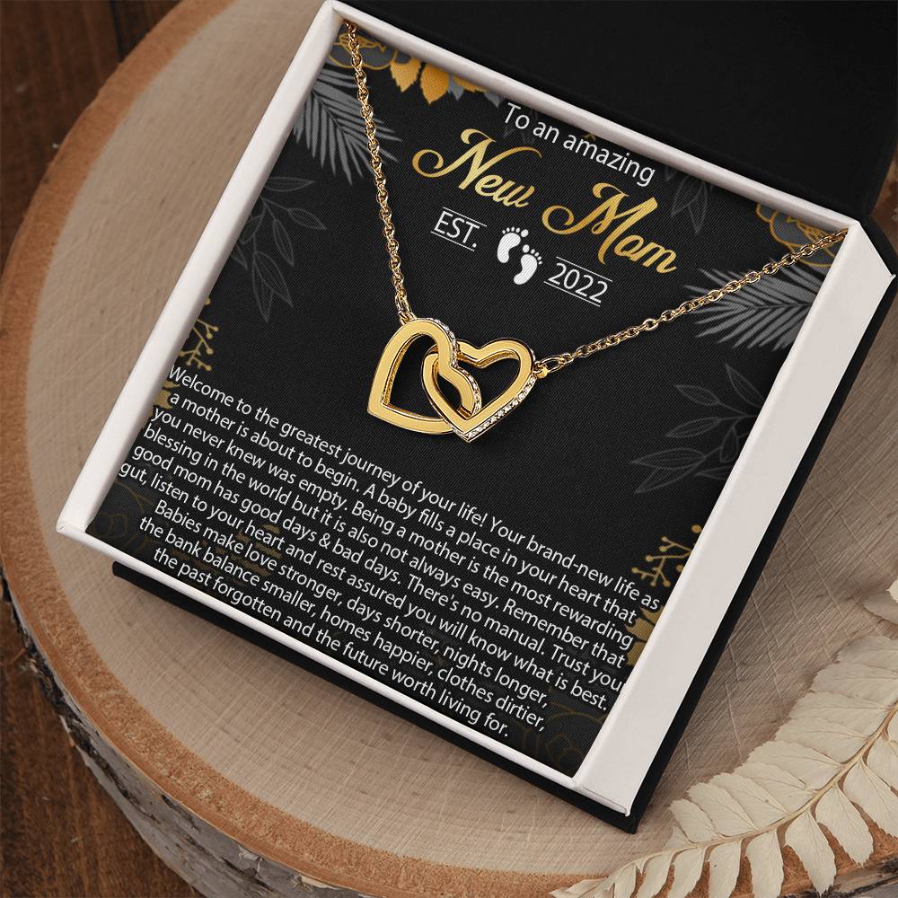 New Mom Necklace Mom Est 2022 Necklace First Time Mom Necklace Baby Shower Necklace Interlocking Hearts Necklace Gift For New Mom