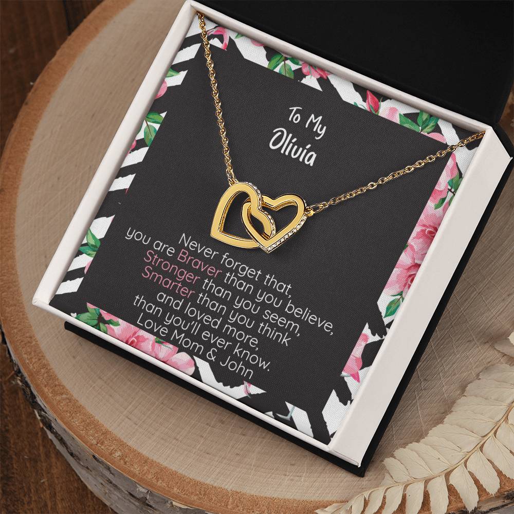 Daughter Conneced Hearts Braver Interlocking Hearts Necklace