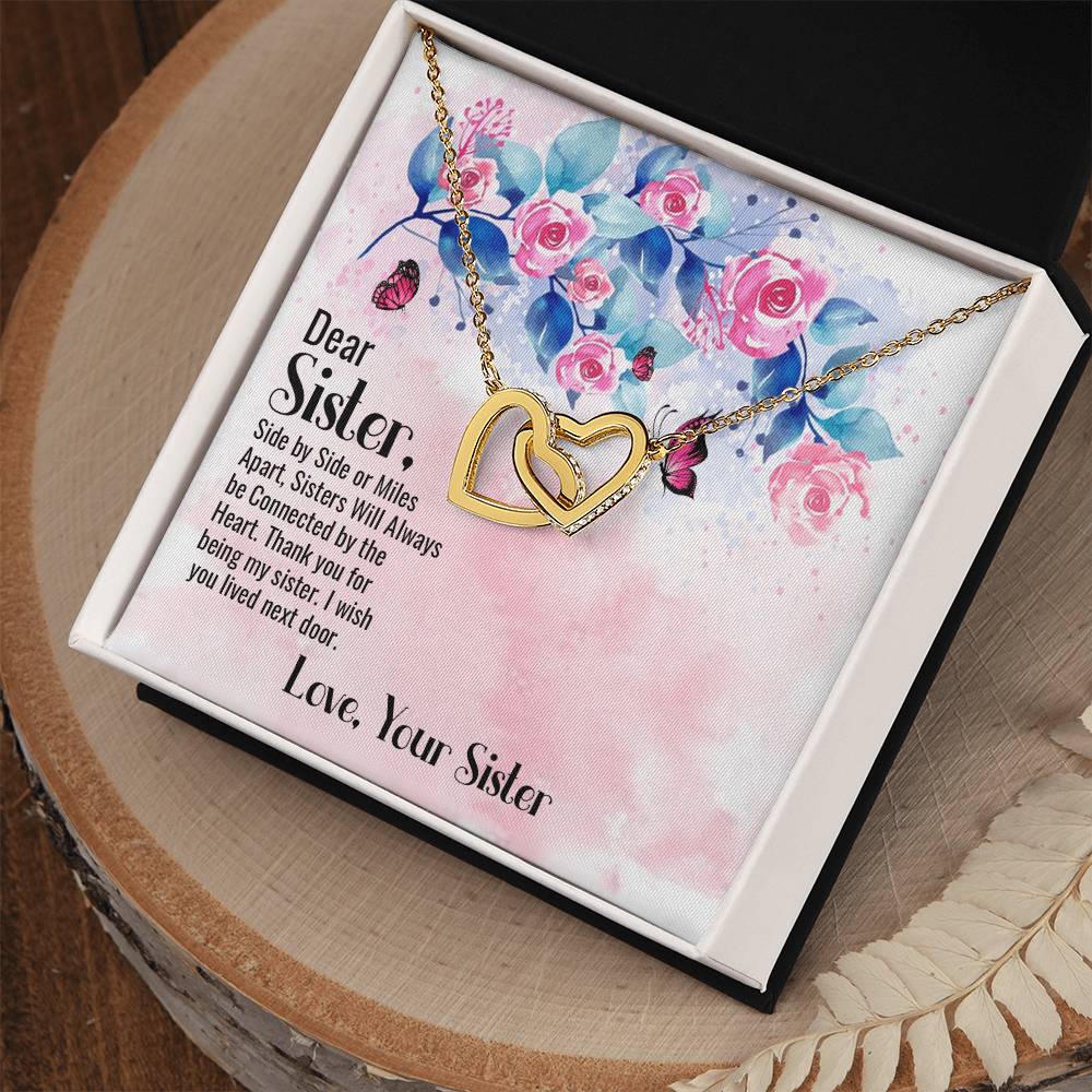 Beautiful Gift For Big Sister Two Hearts Embellished Jewelry Interlocking Hearts Necklace